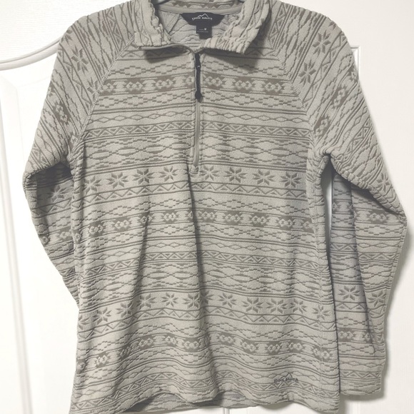 Eddie Bauer fleece zip neck pull over sweater - Picture 2 of 6